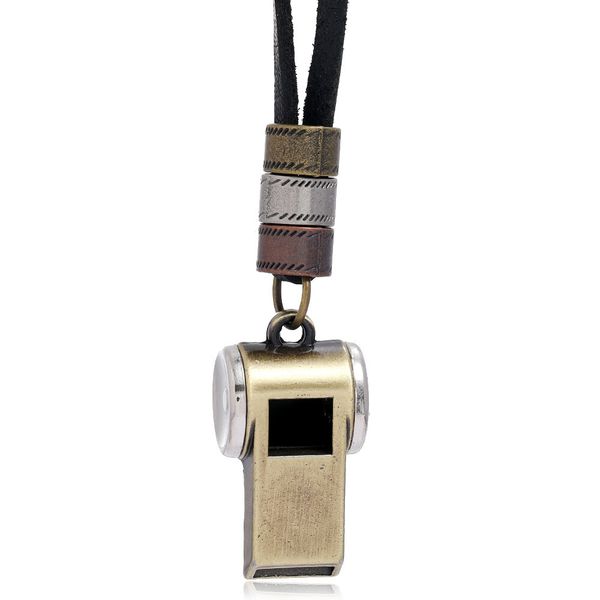 trendy fashion street p accessories simple black leather necklace alloy whistle pendant temperament sweater chain, Silver
trendy fashion street p accessories simple black leather necklace alloy whistle pendant temperament sweater chain, Silver