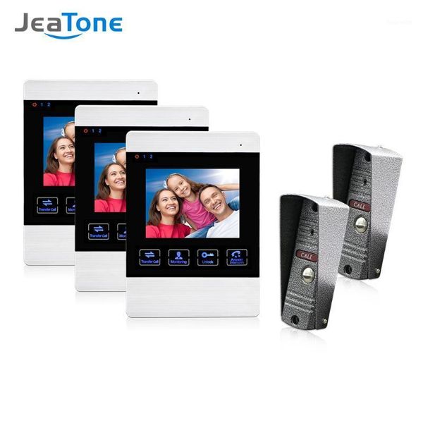 jeatone 4 inch tft wired smart video door phone intercom system with 3 night vision monitor +2x1200tvl rainproof doorbell camera1
jeatone 4 inch tft wired smart video door phone intercom system with 3 night vision monitor +2x1200tvl rainproof doorbell camera1