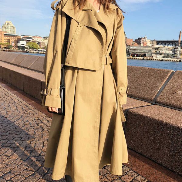2020 new spring autumn windbreaker female temperament was thin korean british chic long cape trench coat for women overcoat n696, Black;white
2020 new spring autumn windbreaker female temperament was thin korean british chic long cape trench coat for women overcoat n696, Black;white