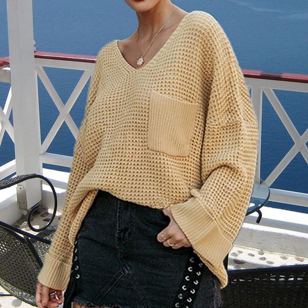 women's sweaters autumn winter pullover knitted sweater women casual pocket v-neck loose soft 2021, White;black
women's sweaters autumn winter pullover knitted sweater women casual pocket v-neck loose soft 2021, White;black