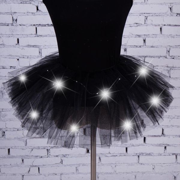 dance led lights tutu mesh party skirts women tulle skirt mini fluffy yarn ballet dance halloween light rave, Black 
dance led lights tutu mesh party skirts women tulle skirt mini fluffy yarn ballet dance halloween light rave, Black