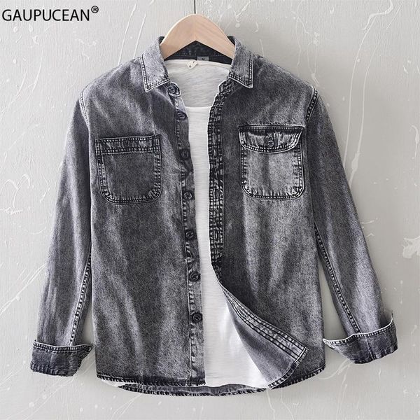 100% cotton man denim shirt thick spring autumn long sleeve male vintage fashion pockets blue men jean casual cowboy shirts, White;black
100% cotton man denim shirt thick spring autumn long sleeve male vintage fashion pockets blue men jean casual cowboy shirts, White;black