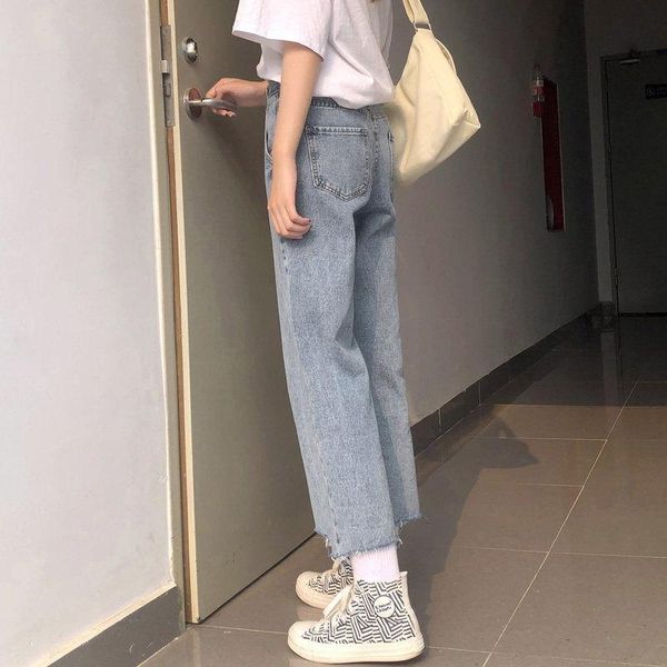 women's jeans summer high-waisted hole-breaking women loose-fitting students thin wide-legged trousers nine straight pants, Blue
women's jeans summer high-waisted hole-breaking women loose-fitting students thin wide-legged trousers nine straight pants, Blue