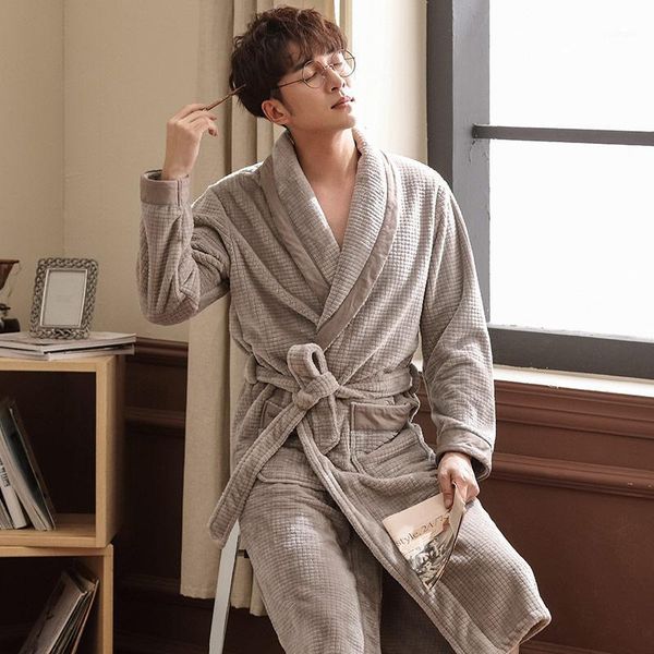 men casual kimono bathrobe autumn winter flannel long robe thick warm sleepwear plus size 3xl nightgown male loose home wear1, Black;brown
men casual kimono bathrobe autumn winter flannel long robe thick warm sleepwear plus size 3xl nightgown male loose home wear1, Black;brown