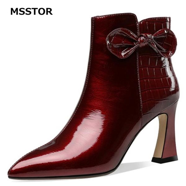 butterfly-knot ankle boots women solid pointed toe sewing party office genuine leather boots women hoof heels winter shoes, Black
butterfly-knot ankle boots women solid pointed toe sewing party office genuine leather boots women hoof heels winter shoes, Black