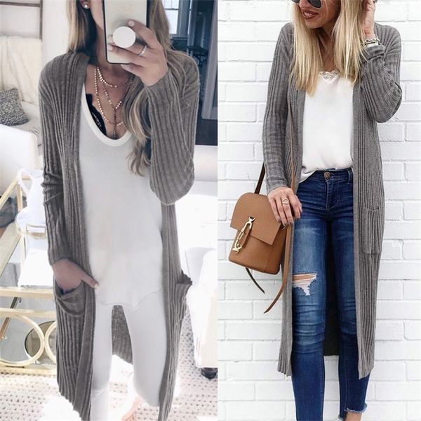 2021 new women knitted cardigan nightgown long sleeve female pocket black gray autumn sweaters clothes qf17, White;black
2021 new women knitted cardigan nightgown long sleeve female pocket black gray autumn sweaters clothes qf17, White;black