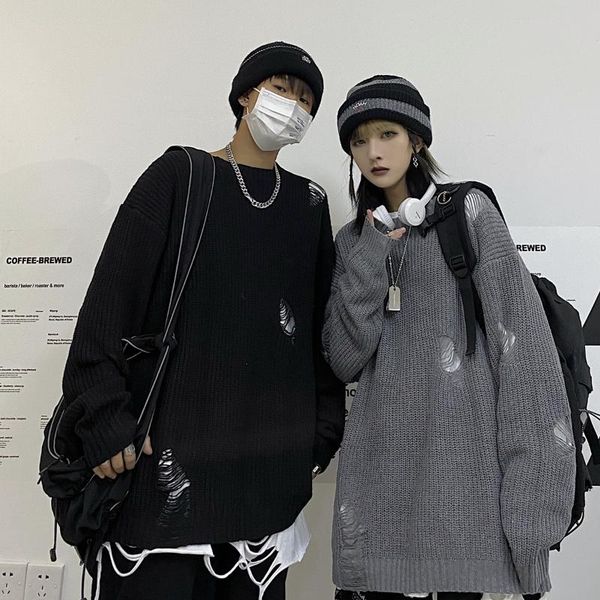 men's sweaters spring autumn hole knitted jumpers sweater pullover women couples loose solid color casual knitwear clothes, White;black
men's sweaters spring autumn hole knitted jumpers sweater pullover women couples loose solid color casual knitwear clothes, White;black