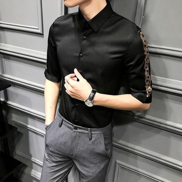 men's casual shirts social blouse streetwear camisa masculina 2021 summer men shirt leopard stitching half sleeve slim work tide, White;black
men's casual shirts social blouse streetwear camisa masculina 2021 summer men shirt leopard stitching half sleeve slim work tide, White;black