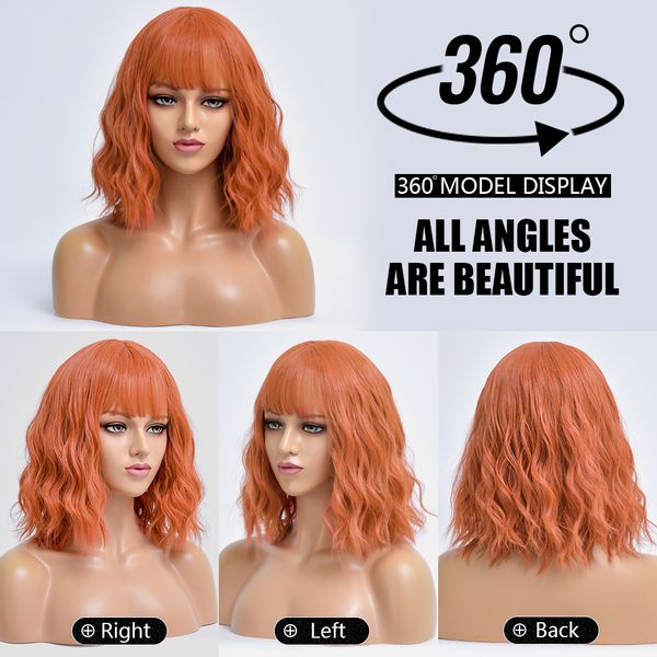 costume accessories short bob orange body wave hair cosplay synthetic wig for white women with bangs daily natural heat resistan fiber femal, Silver
costume accessories short bob orange body wave hair cosplay synthetic wig for white women with bangs daily natural heat resistan fiber femal, Silver