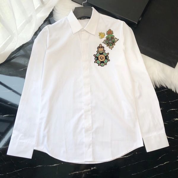 mens cotton dress shirt men left shoulder embroidery badge shield slim fit casual shirts dy2269 rv0v, White;black
mens cotton dress shirt men left shoulder embroidery badge shield slim fit casual shirts dy2269 rv0v, White;black