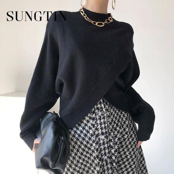 women's sweaters sungtin vintage thick warm black pullovers women loose casual criss-cross knitted sweater solid long sleeve korean jum, White;black
women's sweaters sungtin vintage thick warm black pullovers women loose casual criss-cross knitted sweater solid long sleeve korean jum, White;black