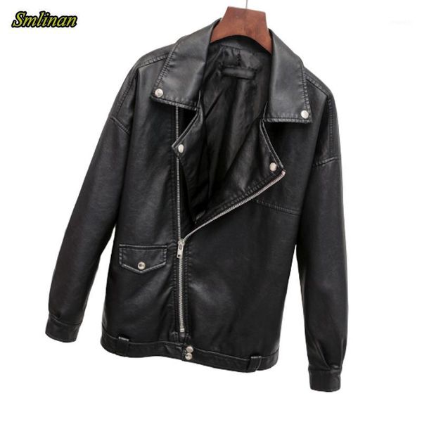 smlinan punk leather jacket women autumn spring short coat turn-down collar zipper loose black moto leather jacket big size1
smlinan punk leather jacket women autumn spring short coat turn-down collar zipper loose black moto leather jacket big size1