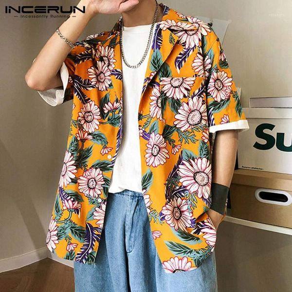 incerun summer men flower printed hawaiian shirt short sleeve 2020 breathable vacation casual lapel blouse streetwear camisas1, White;black
incerun summer men flower printed hawaiian shirt short sleeve 2020 breathable vacation casual lapel blouse streetwear camisas1, White;black