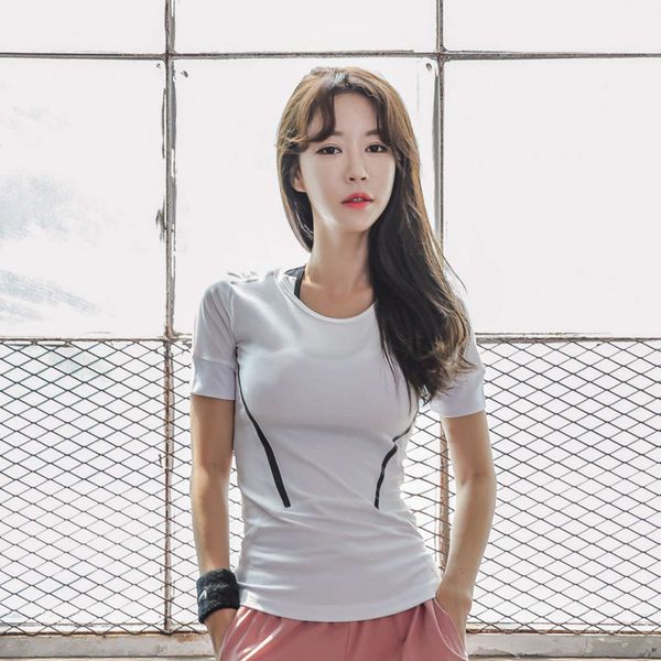 2019 summer korean new sports short fitns elastic yoga suit splicing mh sve slim round neck t-shirt, Gray
2019 summer korean new sports short fitns elastic yoga suit splicing mh sve slim round neck t-shirt, Gray