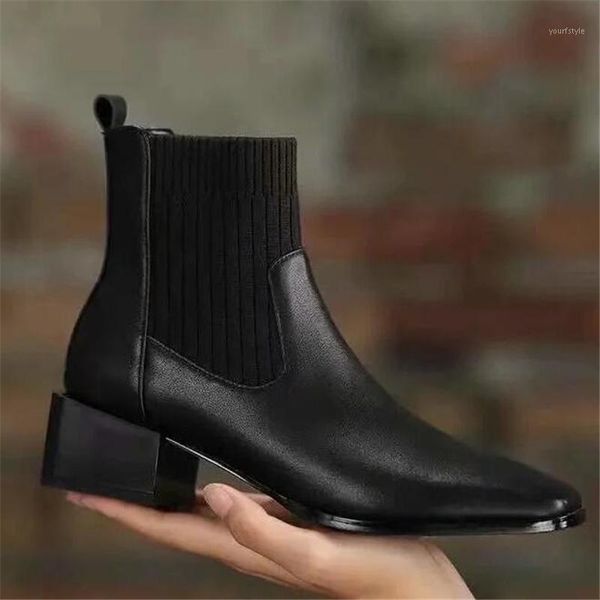 2021 spring fashion women boots black genuine leather ankle boots thick heels shoes autumn winter female socks1
2021 spring fashion women boots black genuine leather ankle boots thick heels shoes autumn winter female socks1