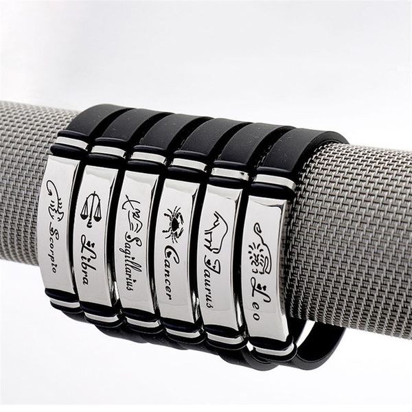 1 pc doreen box stainless steel bracelets silicone silver color white black sign of 12 zodiac constellations bangle 21.5cm long1
1 pc doreen box stainless steel bracelets silicone silver color white black sign of 12 zodiac constellations bangle 21.5cm long1