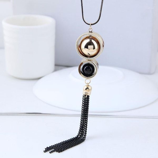 double round ball women long necklace collier femme fashion black tassel sweater chain necklaces & pendants vintage jewelry1, Silver
double round ball women long necklace collier femme fashion black tassel sweater chain necklaces & pendants vintage jewelry1, Silver