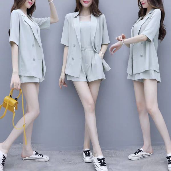 women's tuesdays summer third training joint parts for women trespassed blazer single camisole short pants suits ys2l, Gray
women's tuesdays summer third training joint parts for women trespassed blazer single camisole short pants suits ys2l, Gray