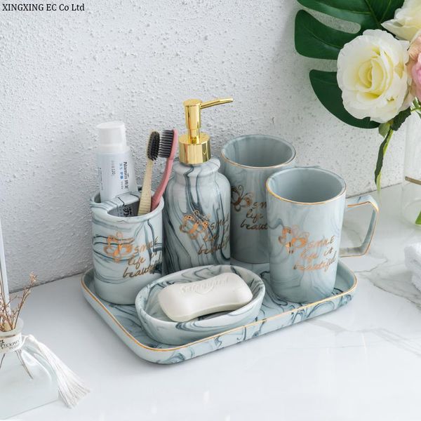 bath accessory set nordic marble gargle cup household wash brush simple ceramic bathroom supplies tray creative accessories
bath accessory set nordic marble gargle cup household wash brush simple ceramic bathroom supplies tray creative accessories