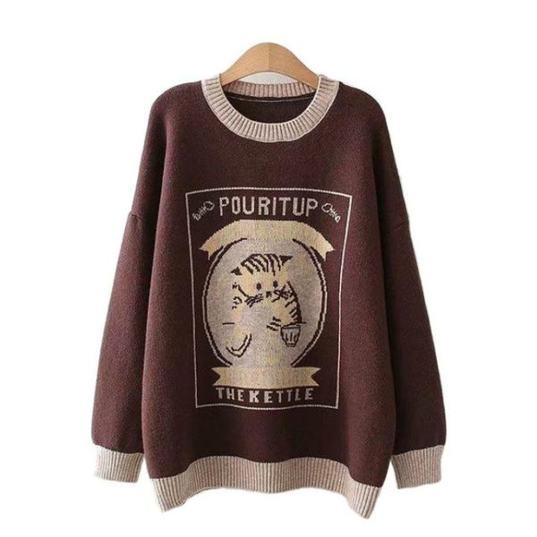 cartoon cat embroidery jacquard cute women knitted pullover sweaters 2021 winter sweet style full sleeve casual girly soft top, White;black
cartoon cat embroidery jacquard cute women knitted pullover sweaters 2021 winter sweet style full sleeve casual girly soft top, White;black