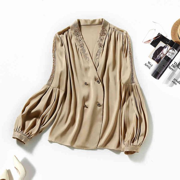 women's blouses & shirts mulberry silk satin shirt celebrity embroidered v-neck spring shenzhen nanyou high end women's wear mis9, White
women's blouses & shirts mulberry silk satin shirt celebrity embroidered v-neck spring shenzhen nanyou high end women's wear mis9, White