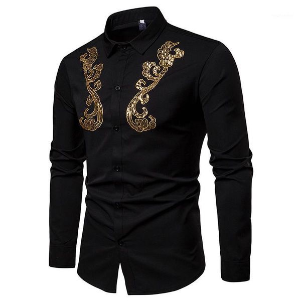 luxury gold embroidery white shirt men new spring casual shiny gold sequins camisa social long sleeve dress shirts chemise homme1, White;black
luxury gold embroidery white shirt men new spring casual shiny gold sequins camisa social long sleeve dress shirts chemise homme1, White;black