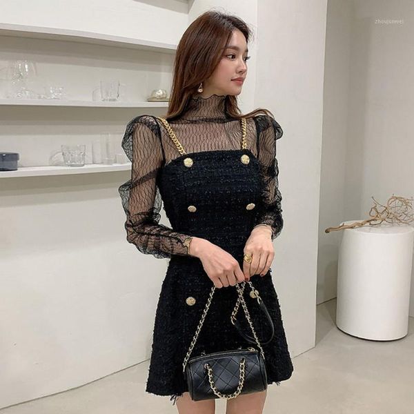 fashion spring autumn women puff sleeve turtleneck mesh +tweed gold spaghetti strap double breasted tassel sheath dresses1, Gray
fashion spring autumn women puff sleeve turtleneck mesh +tweed gold spaghetti strap double breasted tassel sheath dresses1, Gray