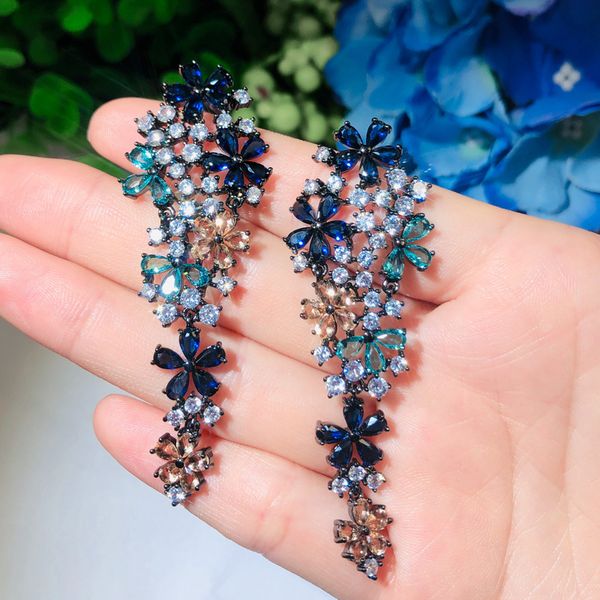 cwwzircons long drop flower multi color blue cubic zirconia earrings for women fashion statement wedding party jewelry cz669 cx200707, Silver
cwwzircons long drop flower multi color blue cubic zirconia earrings for women fashion statement wedding party jewelry cz669 cx200707, Silver