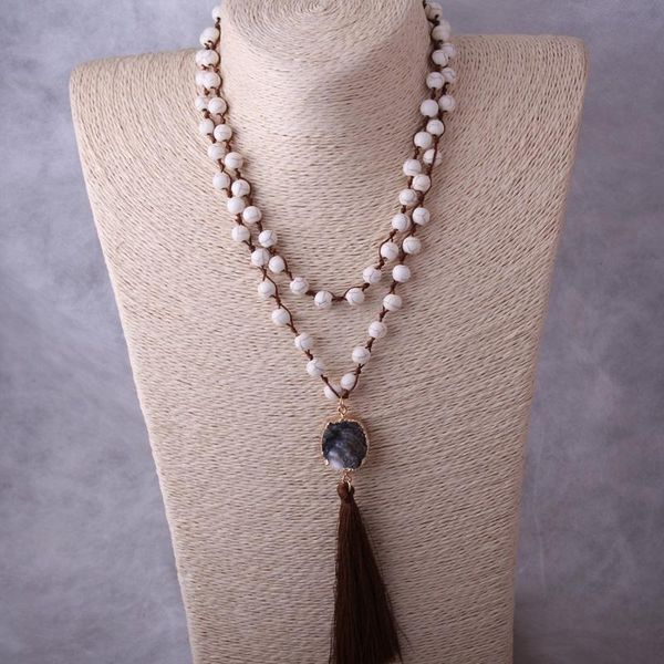 pendant necklaces fashion white stones knotted rope druzy link long tassel necklace handmade women natural stone, Silver
pendant necklaces fashion white stones knotted rope druzy link long tassel necklace handmade women natural stone, Silver
