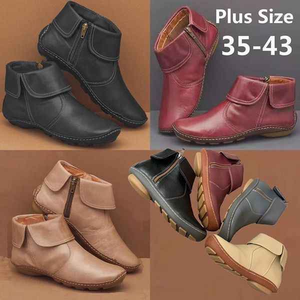 women boots zipper solid color comfy warm winter boots fashion soft pu leather flat ankle botas mujer big size 35-431, Black
women boots zipper solid color comfy warm winter boots fashion soft pu leather flat ankle botas mujer big size 35-431, Black