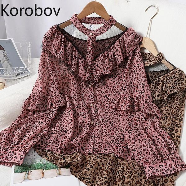 korobov autumn winter new arrival blouses vintage leopard print ruffles female shirts korean long sleeve mesh patchwork chiffon1, White
korobov autumn winter new arrival blouses vintage leopard print ruffles female shirts korean long sleeve mesh patchwork chiffon1, White