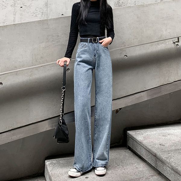 2021 new women's brim pants new high-waist fashion scrub solid korean retro-korean harajuku broad-casual leg loose jeans 3k bdj8, Blue
2021 new women's brim pants new high-waist fashion scrub solid korean retro-korean harajuku broad-casual leg loose jeans 3k bdj8, Blue
