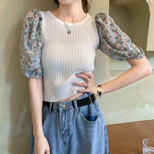 2020 summer new korean style slim fit western style stitching floral bubble sleeve short knitwear women's knitwear knitwearfashion bryw, White;black
2020 summer new korean style slim fit western style stitching floral bubble sleeve short knitwear women's knitwear knitwearfashion bryw, White;black