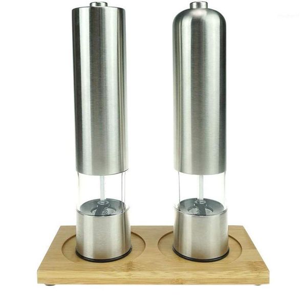 2 pcs set electric pepper grinder or salt grinder automatic battery operated stainless steel salt mills or pepper mills1
2 pcs set electric pepper grinder or salt grinder automatic battery operated stainless steel salt mills or pepper mills1