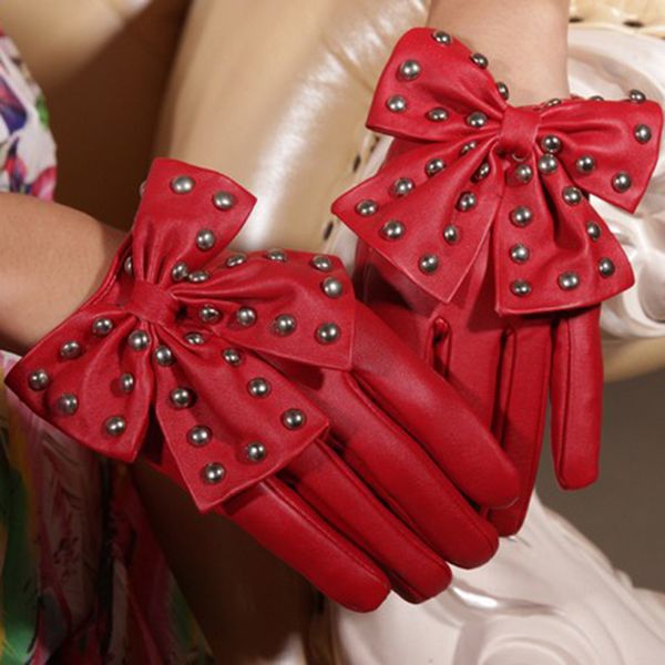 selling winter motorcycle lady rivet butterfly bow soft pu leather gloves for women black red fashion accessory, Blue;gray
selling winter motorcycle lady rivet butterfly bow soft pu leather gloves for women black red fashion accessory, Blue;gray