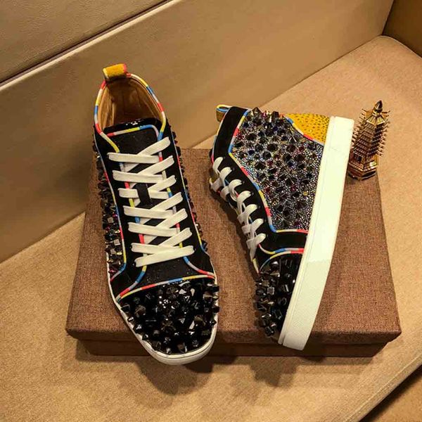 name brand fashion designer men's studded spikes flats shoes red bottom shoes for men/ women party lovers genuine leather full rivets s, Black
name brand fashion designer men's studded spikes flats shoes red bottom shoes for men/ women party lovers genuine leather full rivets s, Black
