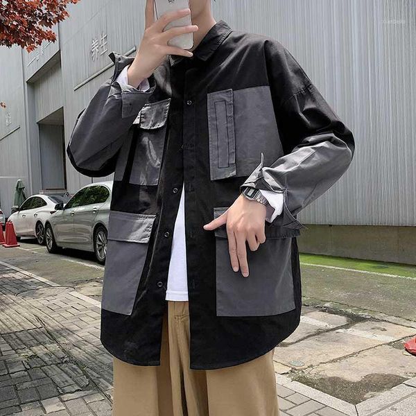 autumn new mens shirt men long sleeve cargo shirts casual color block shirt male multi-pocket work men clothing1, White;black
autumn new mens shirt men long sleeve cargo shirts casual color block shirt male multi-pocket work men clothing1, White;black