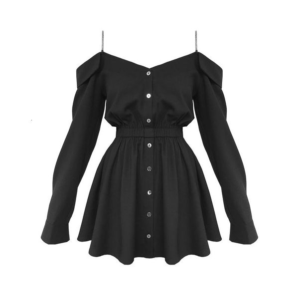 casual dresses chain shoulder sling dress women long sleeve high waist button black mini, Black;gray
casual dresses chain shoulder sling dress women long sleeve high waist button black mini, Black;gray