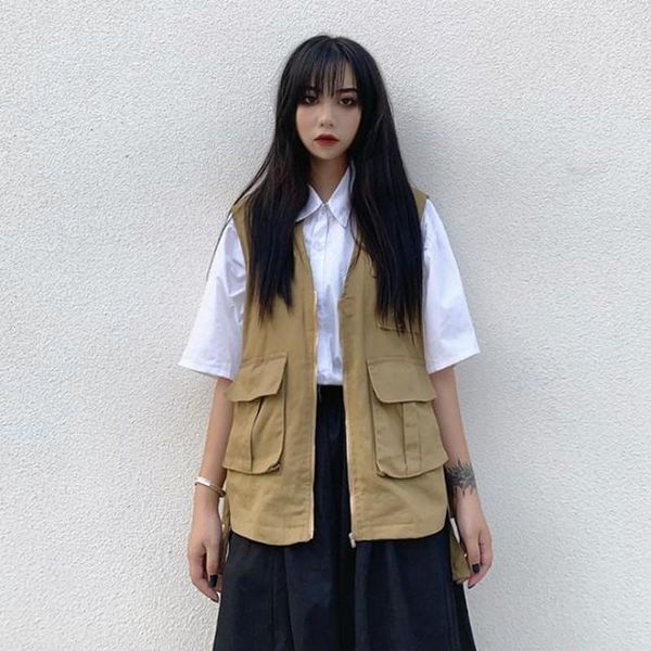 summer ins frock vest women's large pocket vest coat outer wear waistcoat fashion, Black;white
summer ins frock vest women's large pocket vest coat outer wear waistcoat fashion, Black;white
