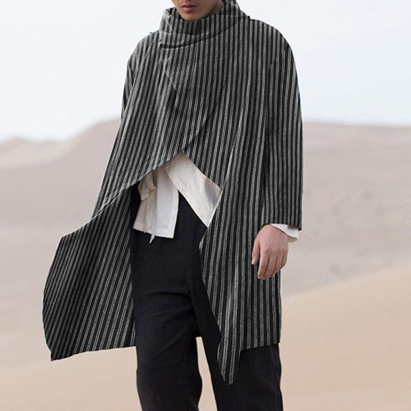 men's trench coats men striped scarf collar long sleeve 2021 cotton vintage poncho streetwear casual mens irregular outerwear incerun1, Tan;black
men's trench coats men striped scarf collar long sleeve 2021 cotton vintage poncho streetwear casual mens irregular outerwear incerun1, Tan;black