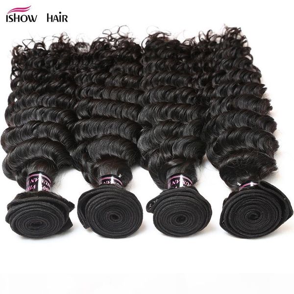 ishow human hair 10a brazilian deep wave hair 4 bundles deals 100% wholesale remy human hair weave extension natural color 8-28 inch, Black
ishow human hair 10a brazilian deep wave hair 4 bundles deals 100% wholesale remy human hair weave extension natural color 8-28 inch, Black