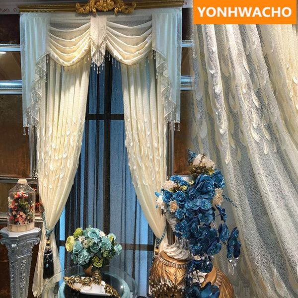 custom tulle luxury european embroidered leaf feather embossed gauze white tulle sheer voile curtain valance b244
custom tulle luxury european embroidered leaf feather embossed gauze white tulle sheer voile curtain valance b244