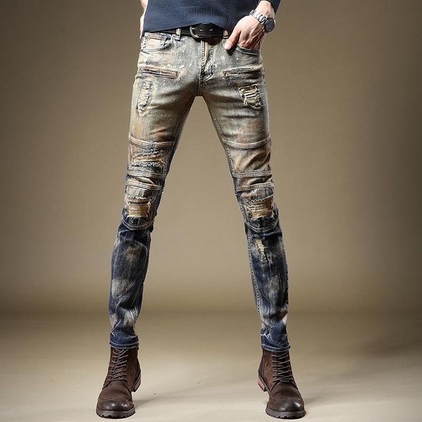 men's jeans male street hip-hop brand trend retro rust old denim pants korean beggar trousers, Blue
men's jeans male street hip-hop brand trend retro rust old denim pants korean beggar trousers, Blue