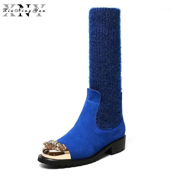 xiuningyan 2018 square heel women mid-calf boots fashion rhinestone metal round toe cow suede shoes woman knitting boots women1, Black
xiuningyan 2018 square heel women mid-calf boots fashion rhinestone metal round toe cow suede shoes woman knitting boots women1, Black