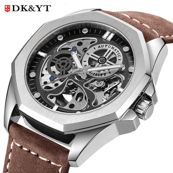 new hollow out automatic real belt waterproof fine steel leisure mechanical men's watchbgt