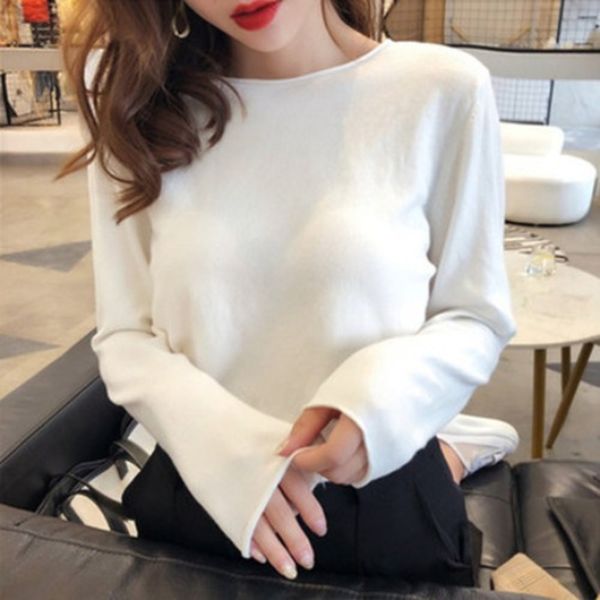 new autumn 2020 solid color big round coat t-shirt neck curling loose outer wear base t-shirt women's basic versatile jxc4n, White;black
new autumn 2020 solid color big round coat t-shirt neck curling loose outer wear base t-shirt women's basic versatile jxc4n, White;black