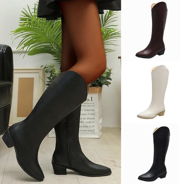 chunky mid heel boots women 2020 elegant pointed toe boots shoes ladies winter knee high streetwear footwear botas q30, Black
chunky mid heel boots women 2020 elegant pointed toe boots shoes ladies winter knee high streetwear footwear botas q30, Black