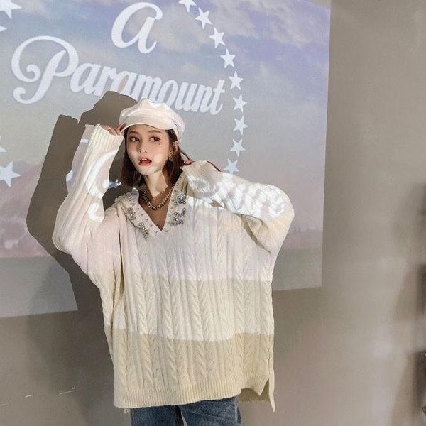 new style loose pin bead foreign style hooded sweater women's bottom knitting, White;black
new style loose pin bead foreign style hooded sweater women's bottom knitting, White;black