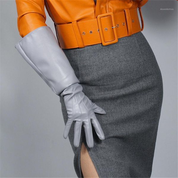 female leather gloves 50cm long simulation leather silver gray light gray large sleeve puqhsd501, Blue;gray
female leather gloves 50cm long simulation leather silver gray light gray large sleeve puqhsd501, Blue;gray