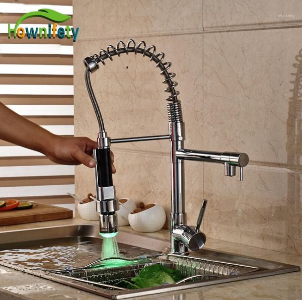 single lever chrome polished kitchen sink faucet one hole mixer tap led colors pull down spray1
single lever chrome polished kitchen sink faucet one hole mixer tap led colors pull down spray1